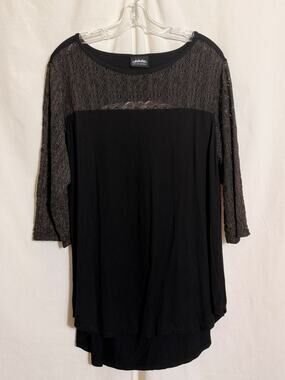 City of Angels Black Lace Accent Tunic Top XL
